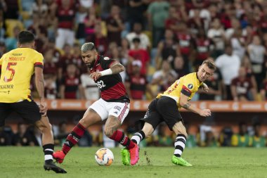 Rio, Brezilya - 11 Mart 2020: Gabriel (Gabigol) Flamengo ve Barcelona de Guayaquil arasında Maracana Stadyumu 'nda oynanan Libertadores Kupası karşılaşmasında