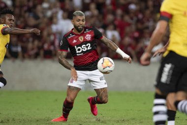 Rio, Brezilya - 11 Mart 2020: Gabriel (Gabigol) Flamengo ve Barcelona de Guayaquil arasında Maracana Stadyumu 'nda oynanan Libertadores Kupası karşılaşmasında