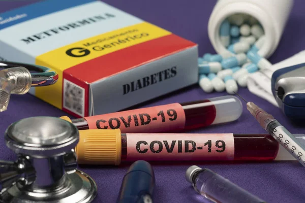 Coronavirus Covid Elemento Complicador Diabetes —  Fotos de Stock
