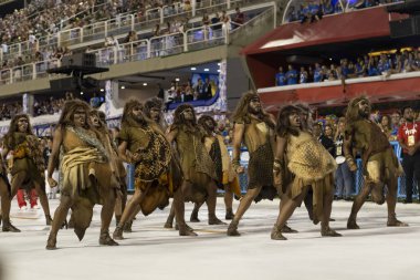 Rio, Brazil - February 23, 2020: parade of the samba school Estacio de Sa, at the Marques de Sapucai Sambodromo. Honorary Committe