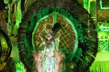 Rio, Brezilya - 22 Şubat 2020: Samba Okulu Akademicos de Santa Cruz, Marques de Sapucai Sambodromo 'da geçit töreni