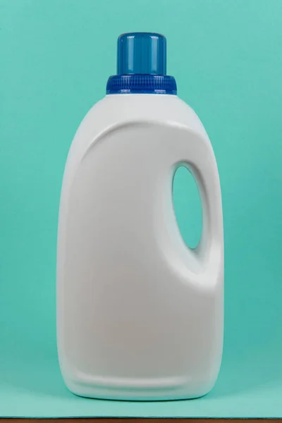 Imballaggio Bianco Sapone Liquido Lavaggio Senza Etichetta Sfondo Verde Chiaro — Foto Stock