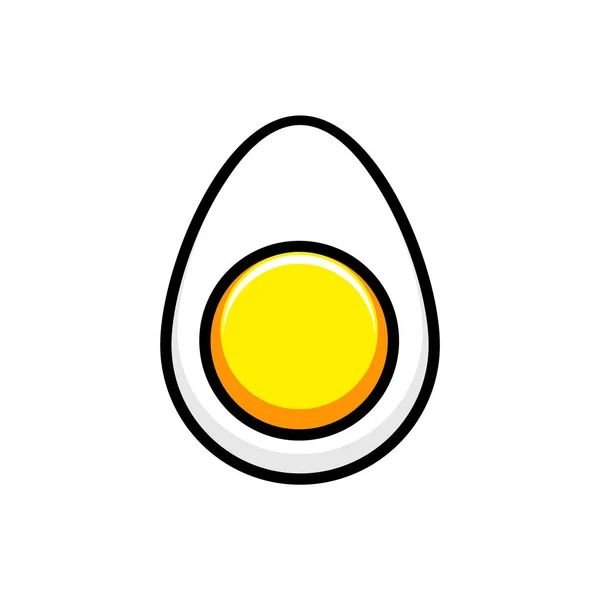 Нарезанное вареное яйцо в стиле мультфильма. Значок вектора — стоковый вектор