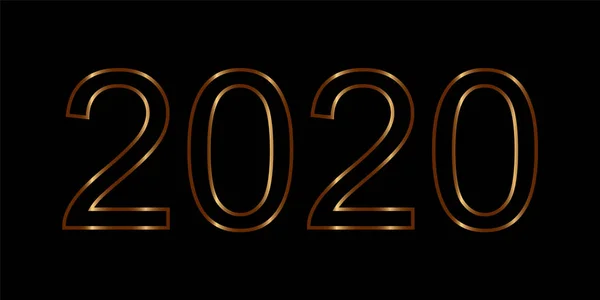 Bonne année 2020. Chiffres d'or sur fond noir. Illustration vectorielle — Image vectorielle