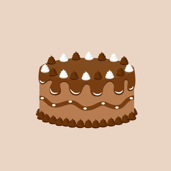 Pastel de chocolate con glaseado de chocolate. Ilustración vectorial — Vector de stock