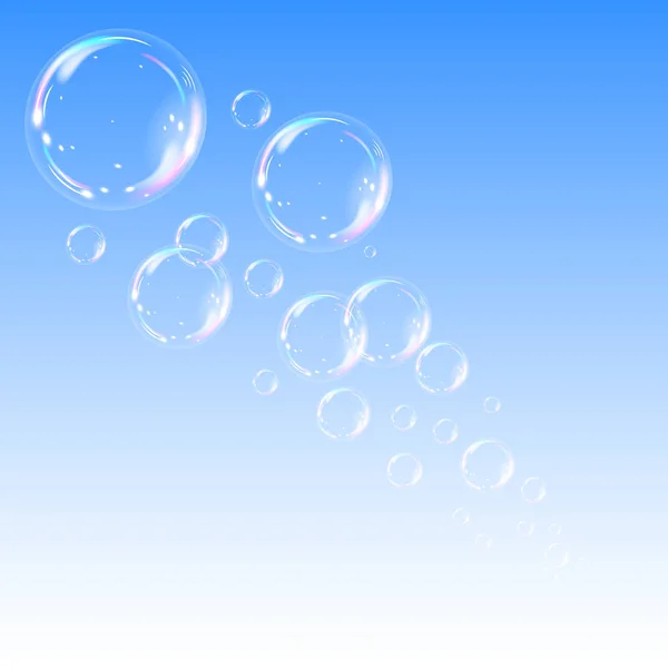 Wasserseifenblase Auf Blauem Hintergrund Vektorillustration — Stockvektor