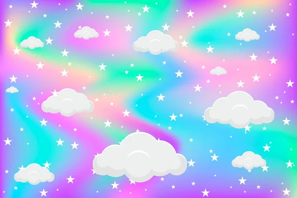 Fantasy cartoon sky with clouds. Beautiful vector illustration.
