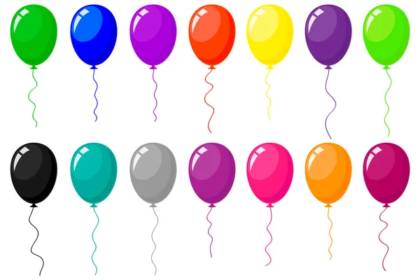 Ballonguppställning. Vektor illustration av glänsande färgglada glänsande ballonger. — Stock vektor