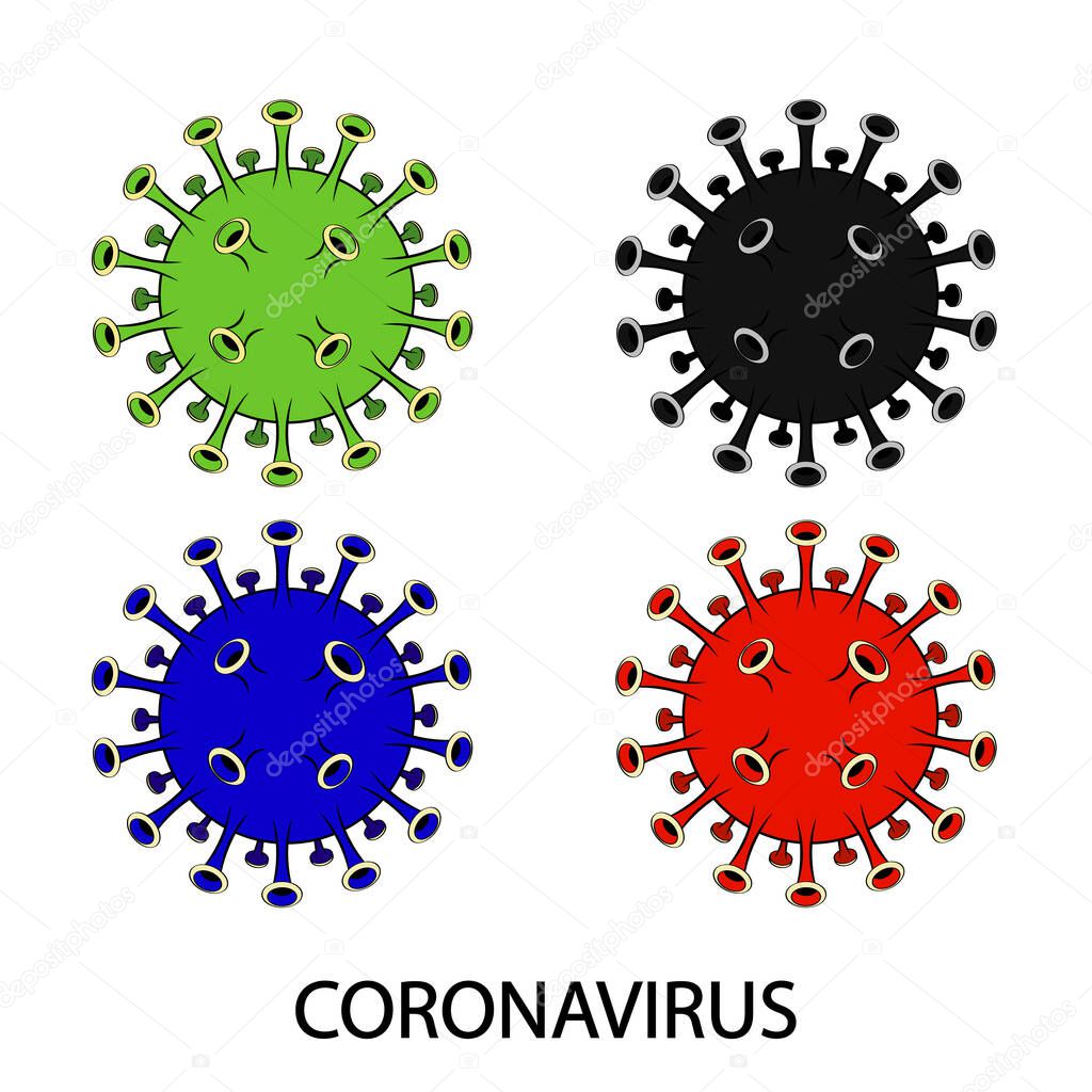Concept illustration of the abstract coronavirus icon set. Novel coronavirus 2019-nCoV