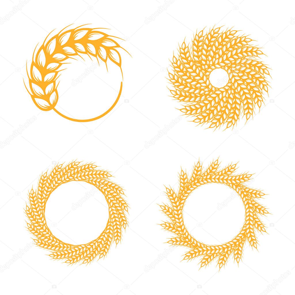 Wreaths of wheat ears. Vector design elements