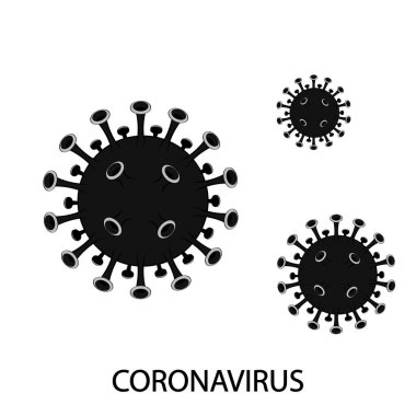 Coronavirus 2019-nCoV. Coronavirus ikonu. Beyaz arkaplanda siyah izole.