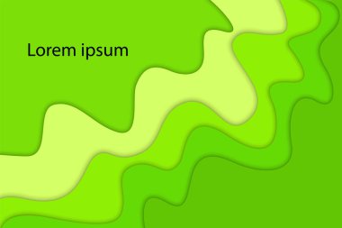 Kağıt kesimi afiş ile soyut yeşil dalga katmanları. Kağıt sanatı çizimi