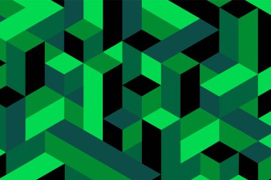 Soyut geometrik desen. Üç boyutlu küp ve bloklar. Mozaik doku. Vektör.