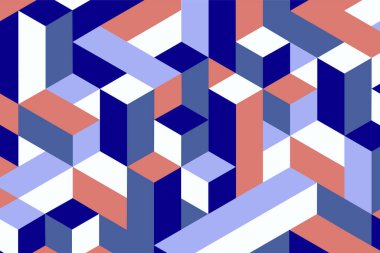 Blokları olan soyut izometrik arkaplan. Vektör illüstrasyonu.