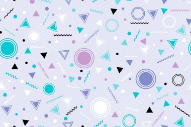 Moda ve duvar kağıtları için geometrik renksiz desen. Memphis tarzı. Vektör illüstrasyonu.