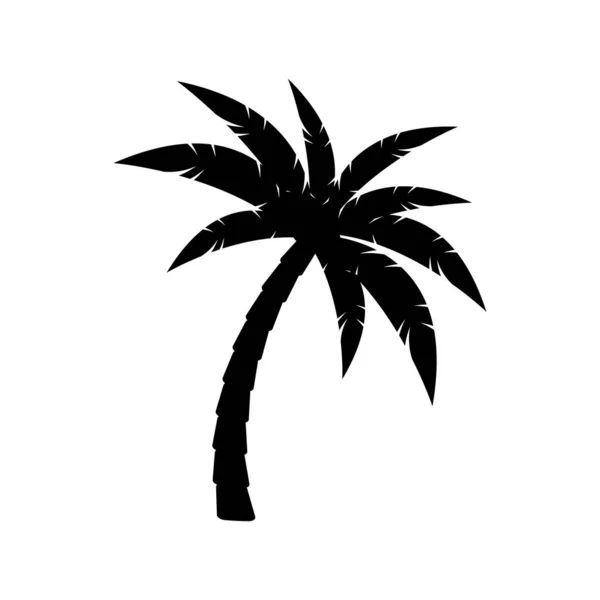 Silueta negra de palmera de coco aislada sobre un fondo blanco. Vector . — Vector de stock