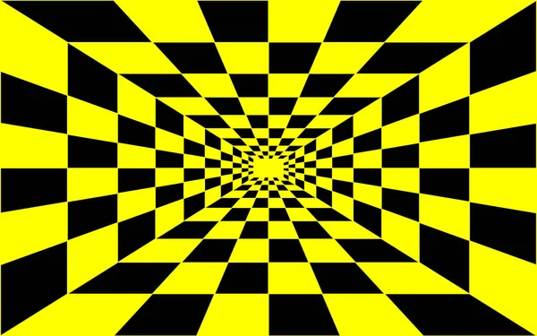Checkered yellow and black perspective geometric vector design. — Stock Vector