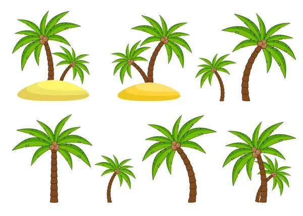Palmiye ağaçları. Tropikal orman bitkileri. Tasarım için peyzaj ögeleri. — Stok Vektör