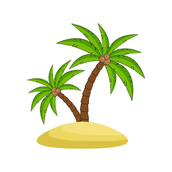 Isla Tropical con palmeras, Vector Naturaleza Paisaje . — Vector de stock