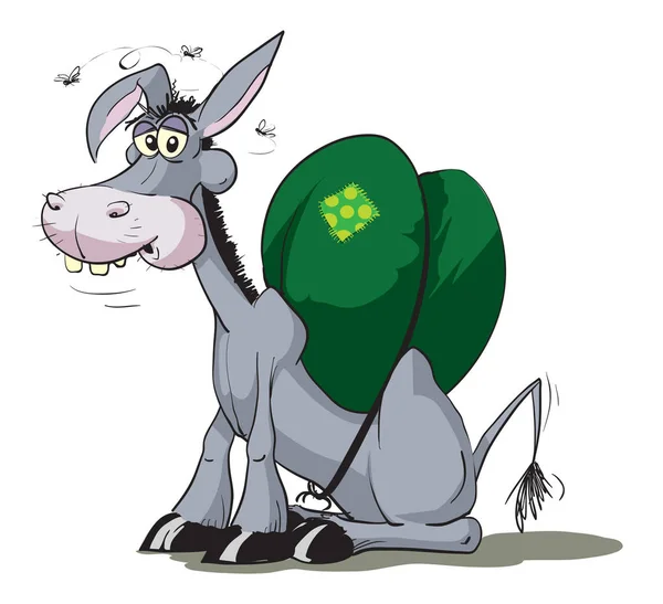 Donkey heavy load — Stock Vector