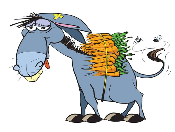 Carga de zanahorias burro — Vector de stock