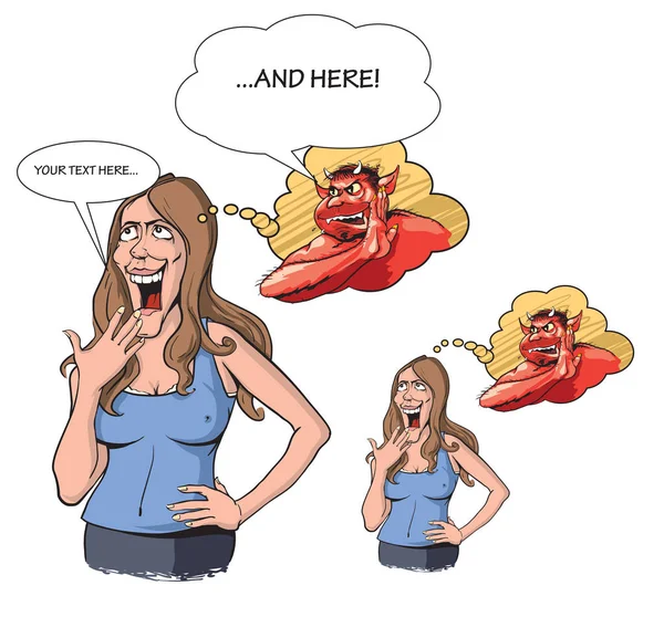 Дівчина і диявол — стоковий вектор