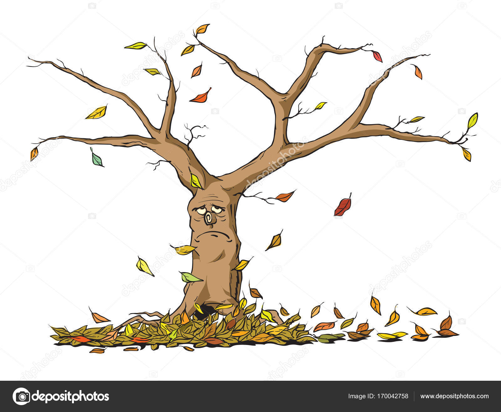 Albero di autunno triste del fumetto — Vettoriali di Lukaves