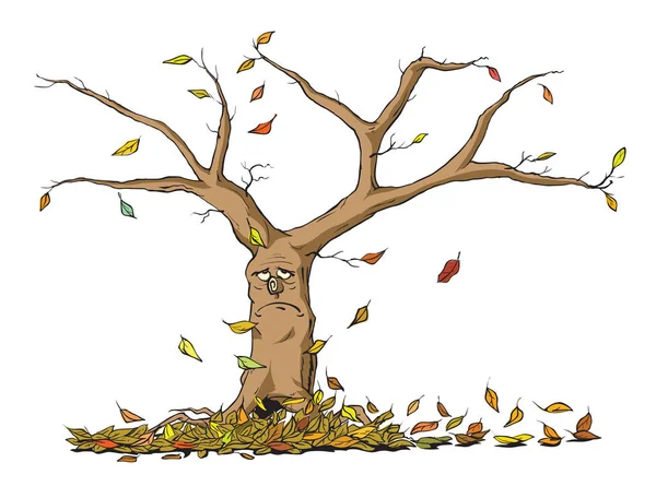 Trauriger Herbstbaum — Stockvektor