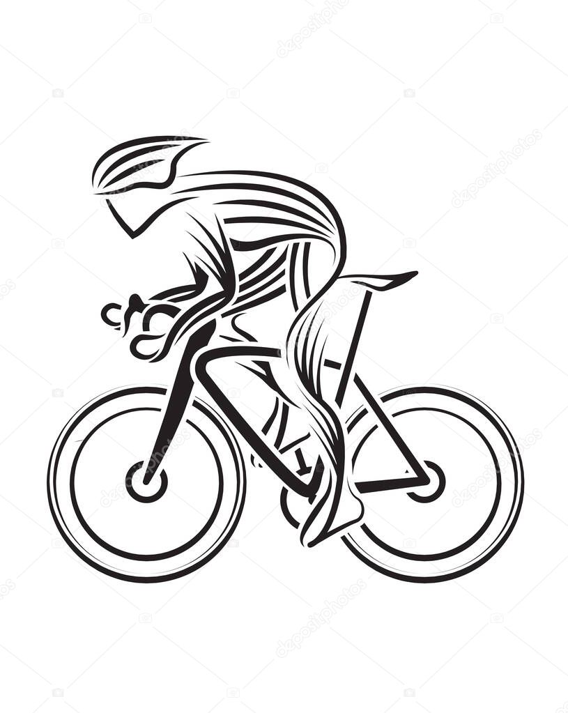Illustration of individual time trail road cycling design.