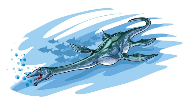プレソサウルスのイラスト 絶滅した中生代の海洋爬虫類 ロイヤリティフリーのストックイラスト