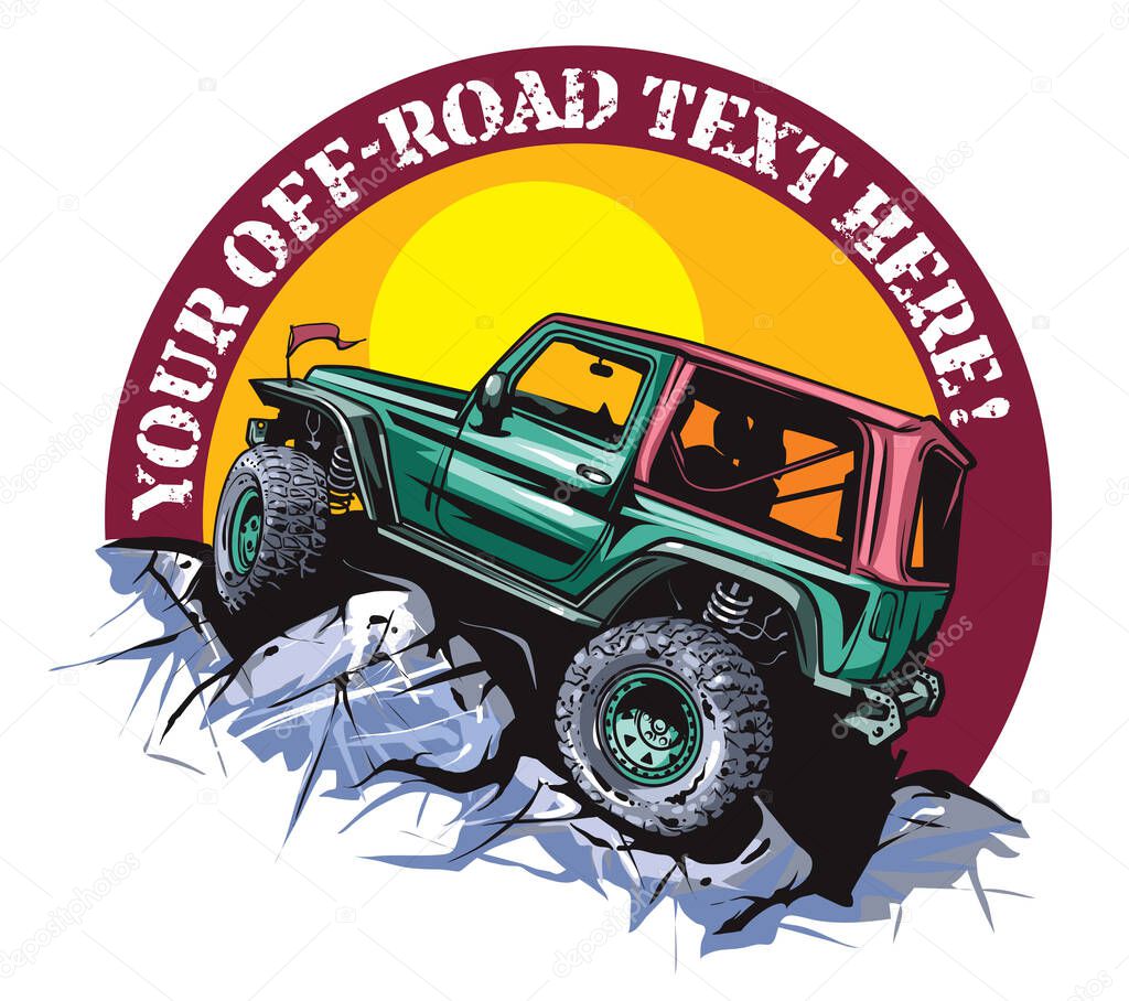 Cartoon style off-road vehicle suitable for logo design.