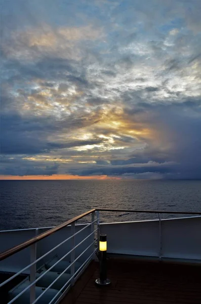 Sunset aboard cruise ship