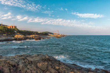 Haeundae beach deniz Busan'ın Kore'de en popüler olduğunu