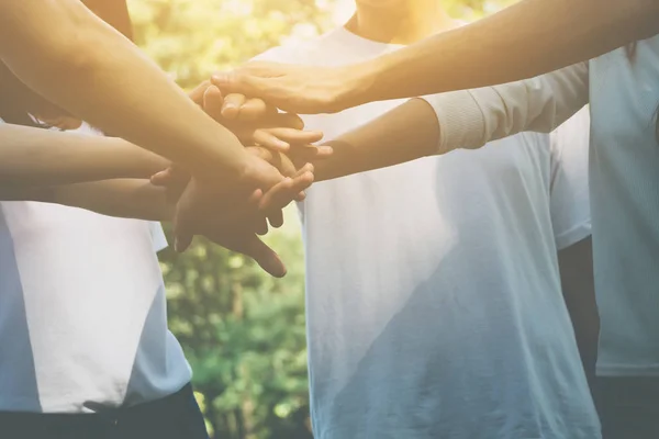 Trabajo Equipo Negocios Unir Mano Concepto Poder Del Trabajo Voluntario — Foto de Stock