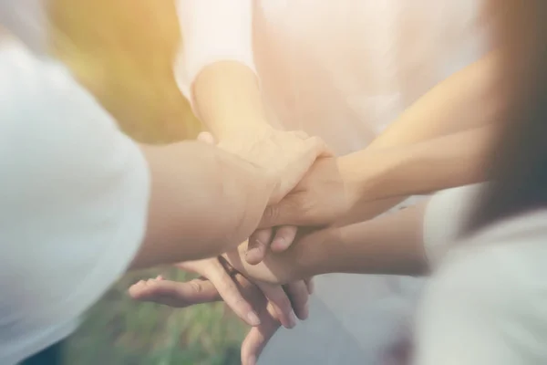 Trabajo Equipo Negocios Unir Mano Concepto Poder Los Hombres Mujeres — Foto de Stock