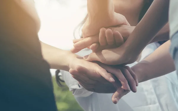 Trabajo Equipo Negocio Unir Mano Juntos Concepto Poder Del Trabajo — Foto de Stock