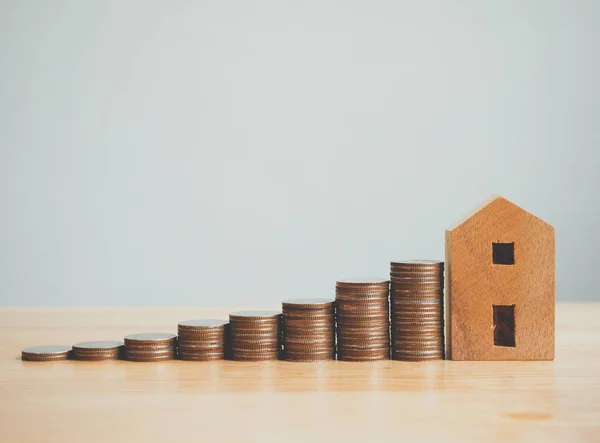 Investimento Immobiliare Immobiliare Ipoteca Casa Concetto Finanziario Moneta Stack Con — Foto Stock