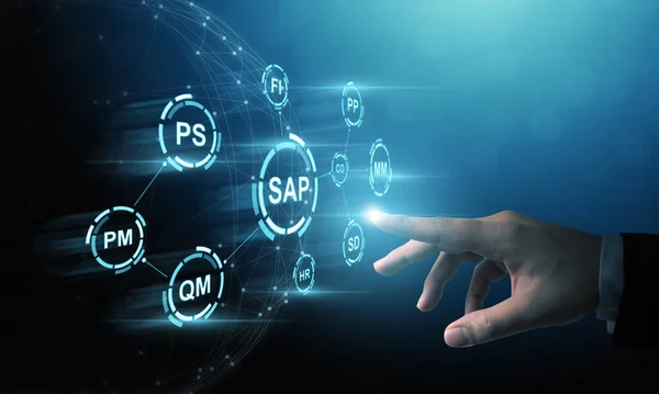 İş yönetimi yazılımı (SAP). ERP kuruluşu kaynak planlama sistemi kavramı