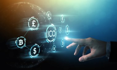 ICO İlk Madeni Para İş Finansal İnternet yenilik teknolojisi konsepti