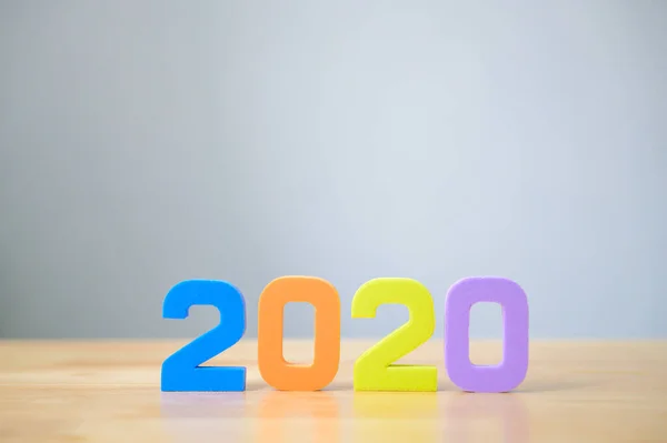 Концепція Нової Резолюції 2020 Року Барвистий Номер Столі Пробілом Копіювання — стокове фото