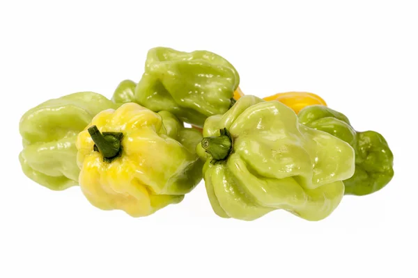 Verdure di peperoncino giallo e verde habanero — Foto Stock