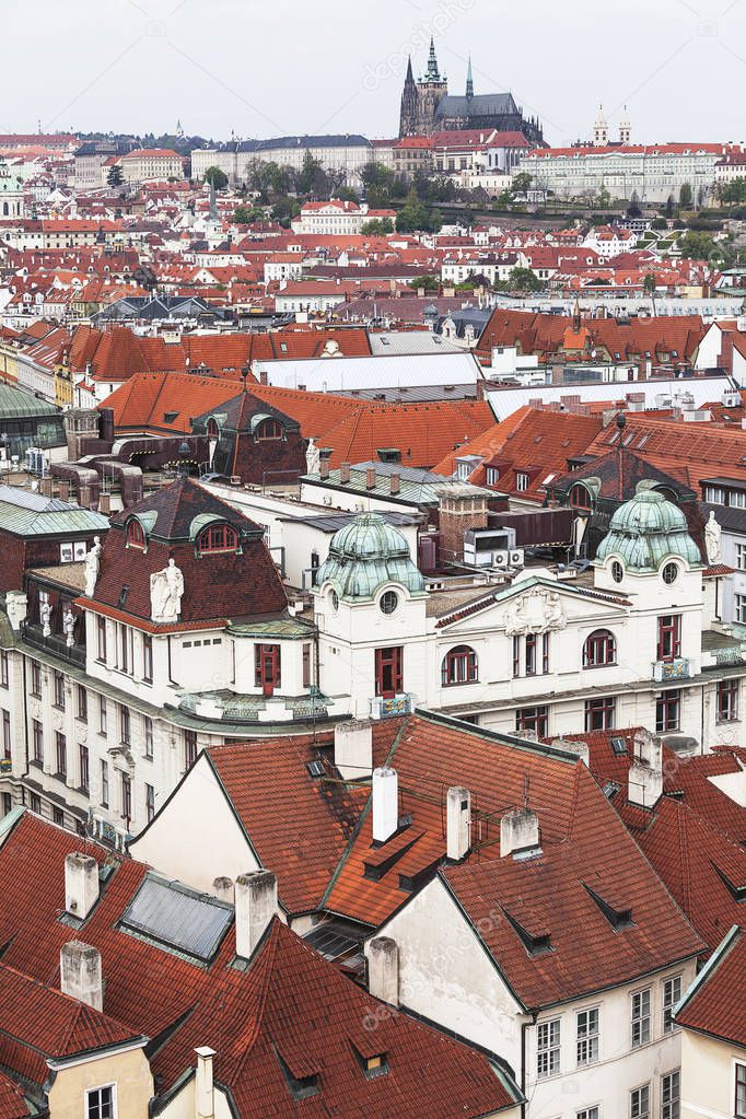 View from Old Town Hall on Prague,  cityscape, Czech Republic