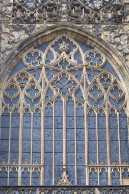 14. yüzyılda St. Vitus Katedrali, cephe, vitray, Prague, Çek Cumhuriyeti