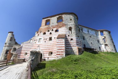 Rönesans kale, savunma bina, harabe, güneşli bir günde, Lublin Voyvodalığı, Janowiec, Polonya