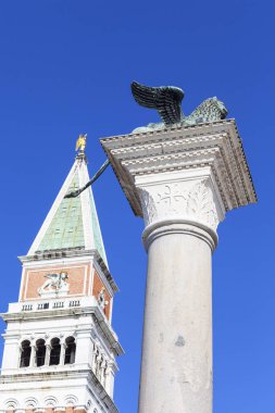 San Marco ve St Mark's Campanile Piazza San Marco, Venedik, İtalya tarih sütun