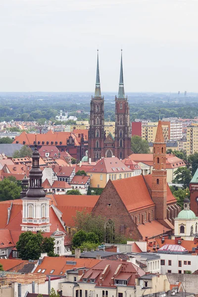 Vista aérea del casco antiguo, Baja Silesia, Wroclaw, Polonia — Foto de Stock