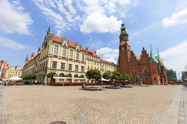 Mercado principal, Ayuntamiento antiguo, Baja Silesia, Wroclaw, Polonia — Foto de Stock