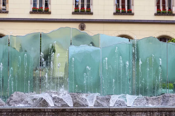Market Square with modern glass fountain, Wroclaw, Poland.