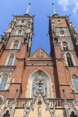 Wroclaw Katedrali (Cathedral St John the Baptist), Gotik tarzı kilise Ostrow Tumski Adası, Wroclaw, Polonya