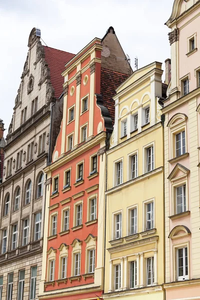 Main market, colorful tenement houses, Lower Silesia, Wroclaw, Poland — Stock Photo, Image